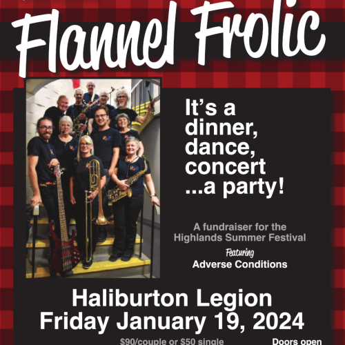Poster for the 2024 Flannel Frolic fundraiser dinner and dance